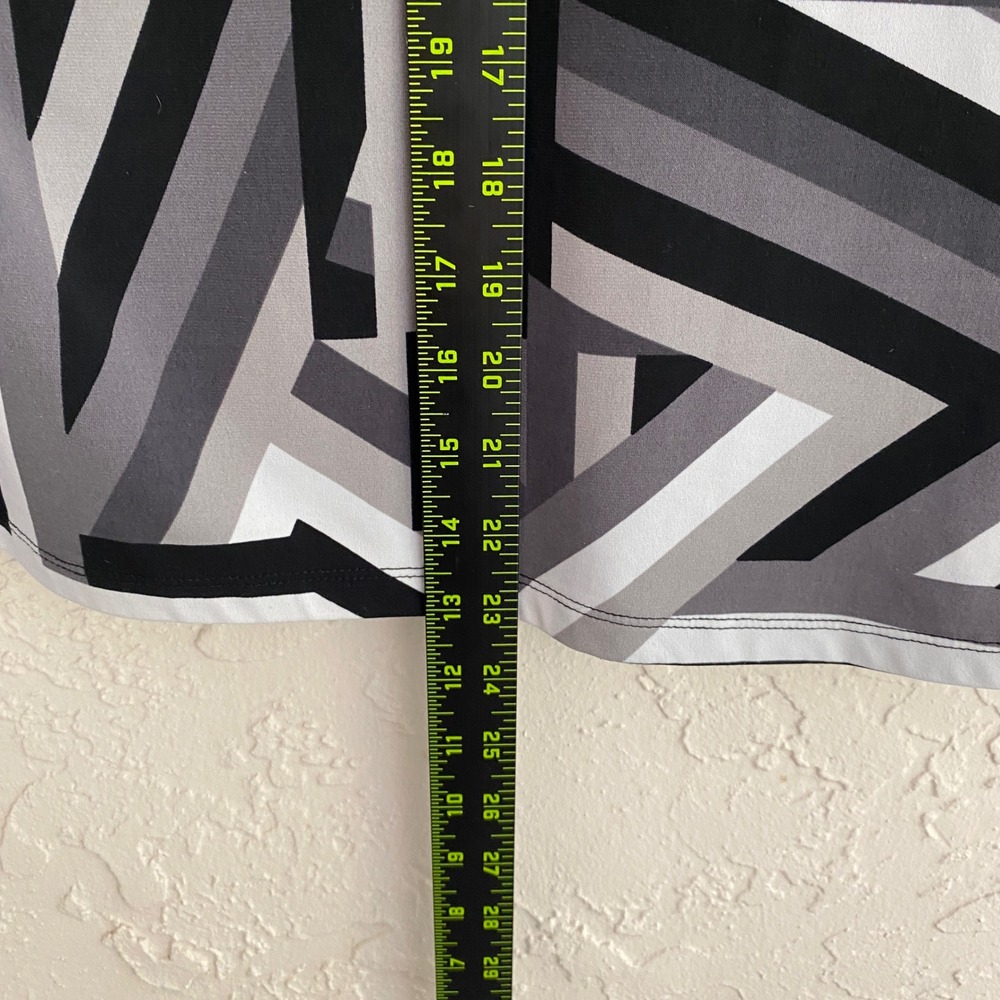 Worthington Y2k Mod Retro Geometric Top Women L Black Gray Long Sleeve Stretch - Picture 5 of 6